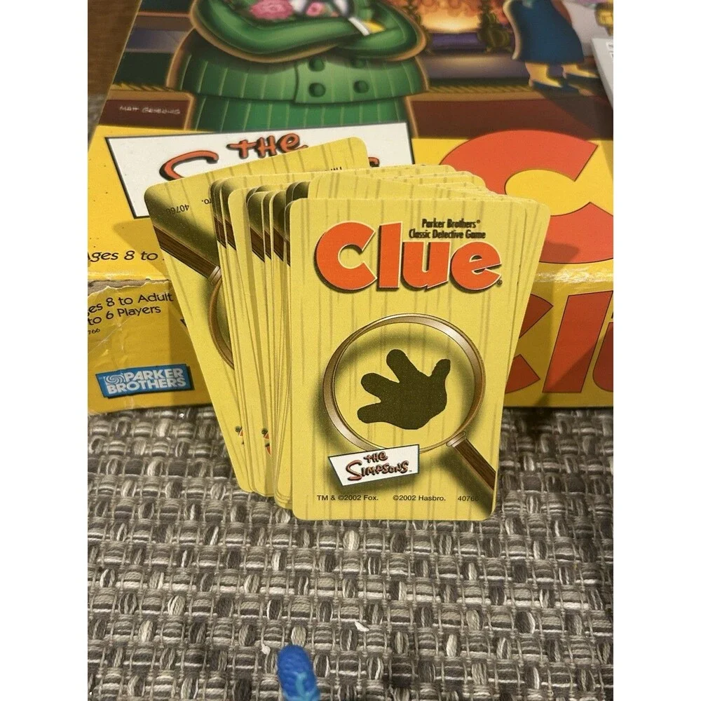 The Simpsons Edition Clue Board Game Parker Brothers 2002 2nd Edition